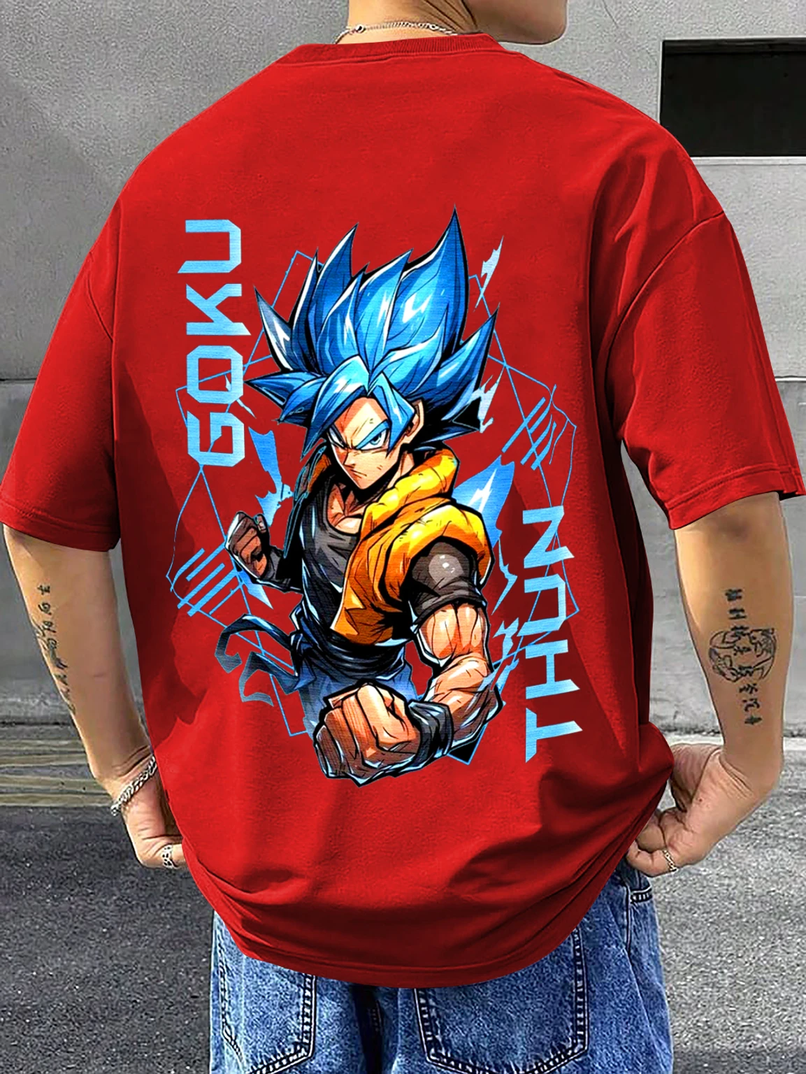 RetroTees Men Graphic Print Round Neck Cotton Blend Red T-Shirt