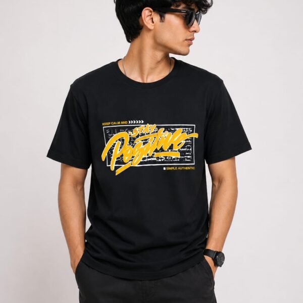 "Stay Positive" Graphic Printed Black T-Shirt - Premium Casual Wear