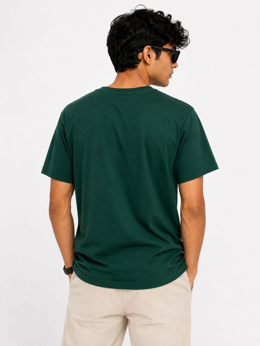 "Stay Positive" Graphic Printed Dark Green T-Shirt - Premium Casual Wear - Image 2