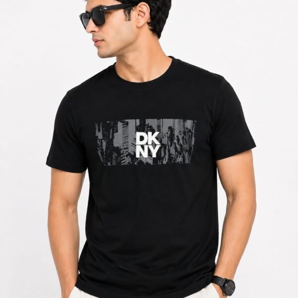 "DKNY" Cityscape Graphic Printed Black T-Shirt - Premium Casual Wear