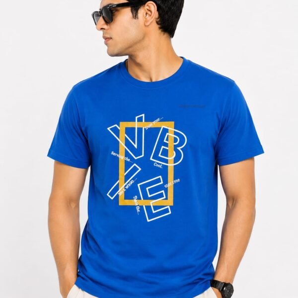 "VIBE" Graphic Printed Royal Blue T-Shirt - Premium Casual Wear