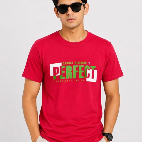 "Perfect" Casual Division Graphic Printed Red T-Shirt