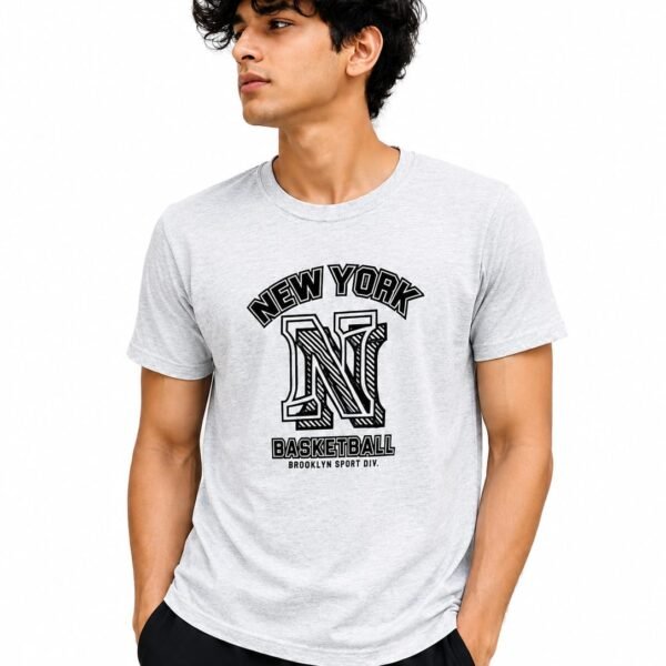 "New York" Basketball Brooklyn Sport Div. Graphic Grey T-Shirt