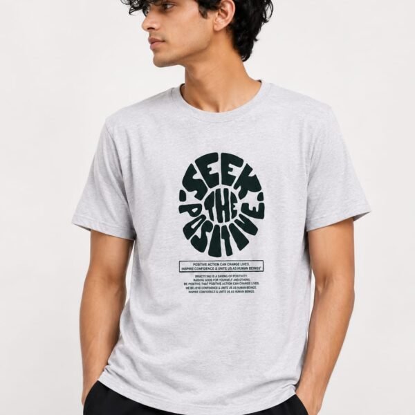 "Seek the Positive" Graphic Print Motivational Heather Grey T-Shirt