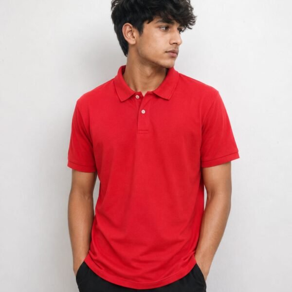 Premium Solid Red Polo Color T-Shirt