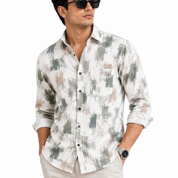 Premium Abstract Print Casual Full-Sleeve Shirt