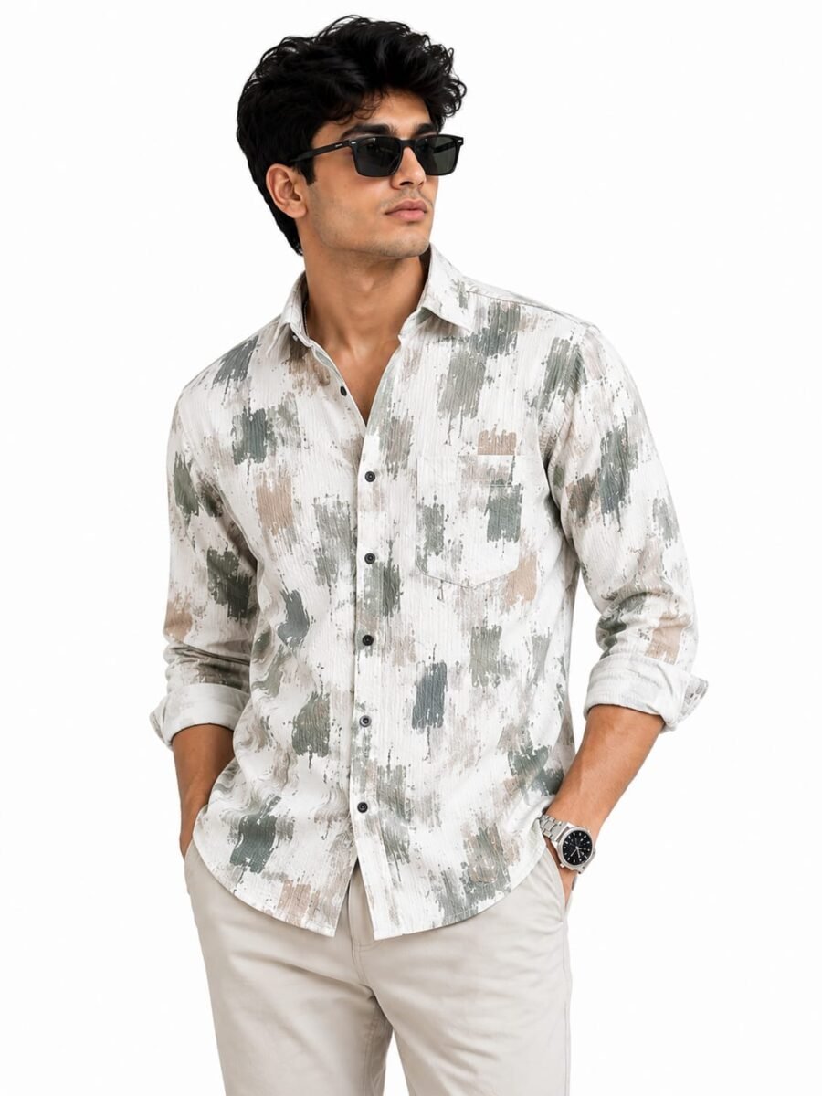 Premium Abstract Print Casual Full-Sleeve Shirt